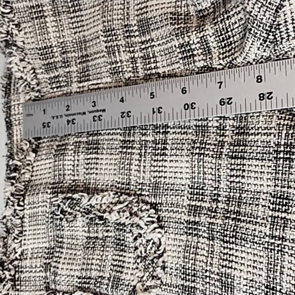 Zara 8 Textured Raw Fringe Edged Trouser Pants Boot Cut Glen Plaid Black Cream - Picture 8 of 10